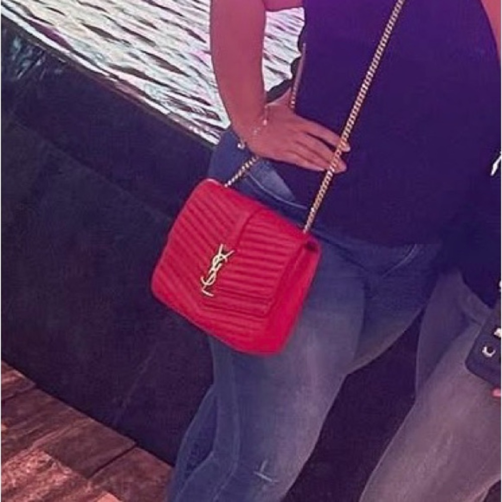 Saint Laurent Red Quilted Leather Bag - Picture 8 of 14